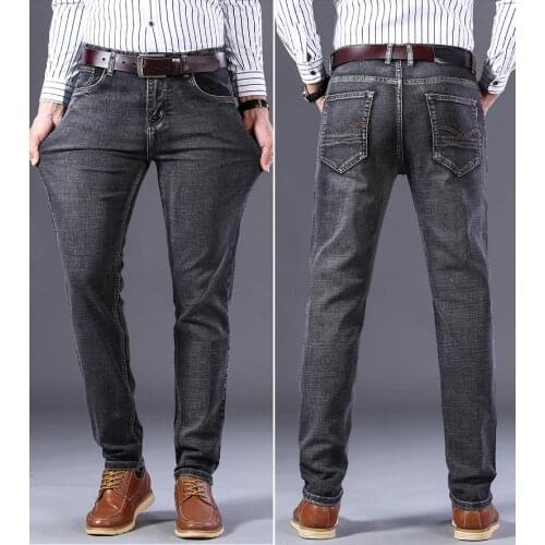2021 New Mens Jeans Business Classic Style Fashion Denim Regular Stretch Male Trousers Blue Gray Pants Cowboys Guinness Man