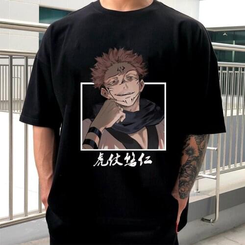 Jujutsu Kaisen Itadori Yuji Men Short Sleeve T-shirts Loose Harajuku Printed Women Korean Style