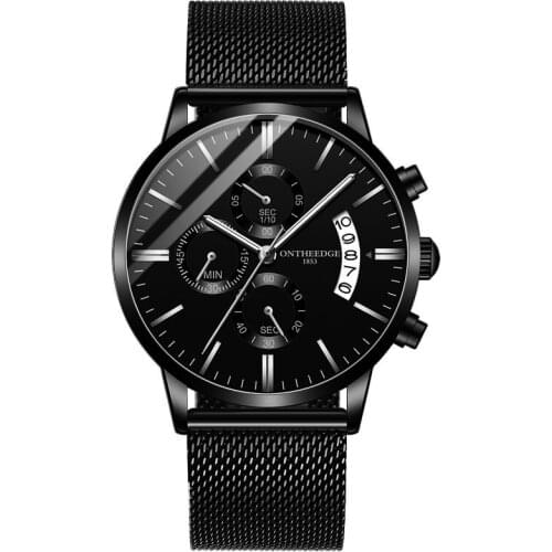 Butterfly snap button men quartz wristwatches 43mm wrist watches for men waterproof luminous quartz watch machinery