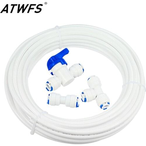 ATWFS Water Refrigerator Kit Ice Maker for Reverse Osmosis RO System and Water Filters Parts 10 Meter Pipe and Connectors