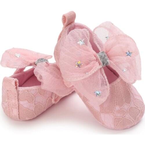 Newborn Baby Girl Bowknot Princess Shoes Toddler Infant Girls Soft Sole Cute Walking Shoe Non Slip First Walkers 0-18M