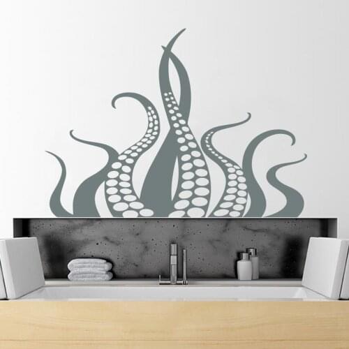 Octopus Wall Stickers Sea Animals Kraken Nautical Tentacles Wall Decals Octopus Kraken Decal Art Nautical Bathroom Decor B149