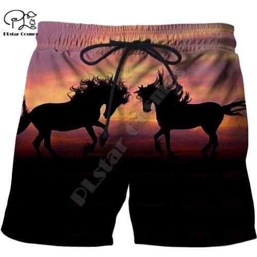 PLstar Cosmos Beautiful Colorful Horse 3D Printed Fashion For Men And Women Summer Casual Colorful Shorts Beach Short Pants D39