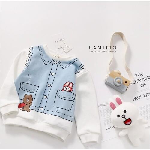 Tonytaobaby Casual Cotton Unisex Cartoon Sweatshirt Autumn Dress New Style Baby Boys and Girls
