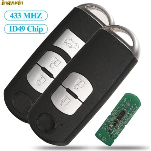 Jingyuqin Remote Smart Car Key 433MHZ ID49 Chip For MAZDA CX-3 Axela CX-5 Atenza Model SKE13E-01 SKE13E-02 2/3 Buttons