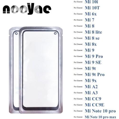 Black Digitizer LCD Sensor Glass For Xiaomi Mi 10i 10T 6x 7 8 lite SE 8x 9 SE Pro Touch Screen Glass lens Panel + With OCA Film