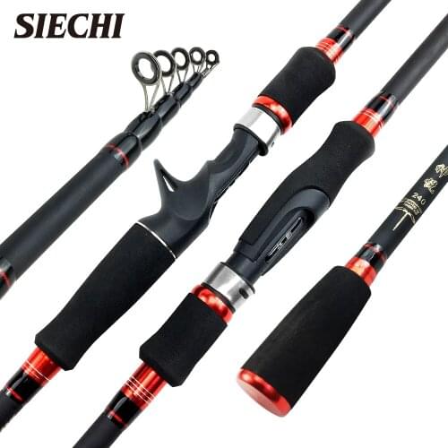 SIECHI 2021 New 1.8m 2.1m 2.4m 2.7m Carbon Telescopic Carbon Fishing Rod M Power Ultralight Travel Casting Spinning Rod