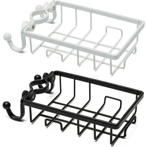 Kitchen Sink Faucet Rack Sponge Rag Storage Drain Shelf Bathroom Shower Rod Hanging Wrought Iron Soap Dish Shampoo Holder Basket