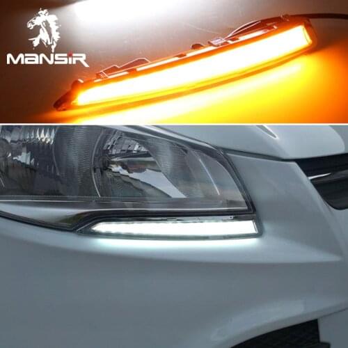LED Daytime Running Lights Drl for cars For Ford Kuga Escape 2013 2014 2015 Sequential turn signal Fso flash lights Fog led lamp