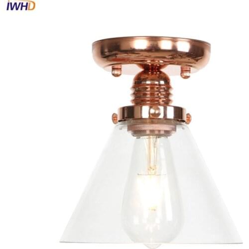 IWHD Glass LED Ceiling Lights LED Vintage Nordic Ceiling Lamp Industrial Living Room Light Fixture Home Lighting Lampara Techo