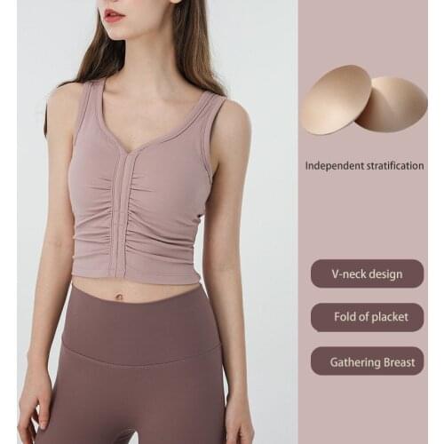 V-Neck Slim Yoga Sports Vest Women Bra Sleeveless Yoga Top Running Fitness Underwear Vest