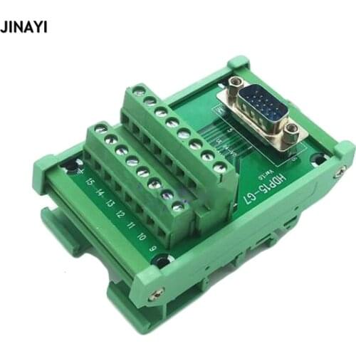 VGA DB15 15 pin 3 Row D-SUB Male Female Signals Terminal PCB Breakout DIN Railing Adapter Connector