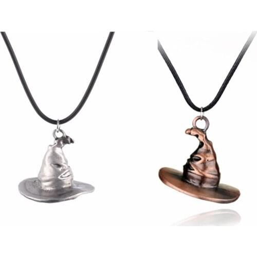 Harried Magic Hat Necklace Potters Cosplay Wizard Cap Vintage Charm Jewelry for Men Women Gift