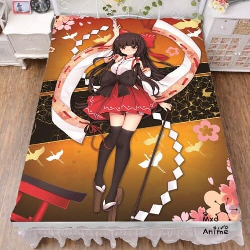 Japanese Anime TouHou Project Hakurei Reimu Girl Bed sheets cartoon bedsheets cute anime bedding Summer Quilt Bedding