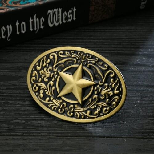 Western cowboy zinc alloy two-tone rope and steel wire mesh Golden Impression Lone Star Attitude Buckle