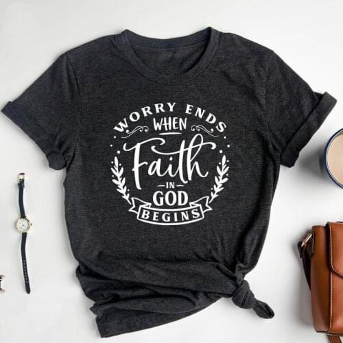 Religious Faith Christian Walk By Faith Bible Verse T-Shirt Streetwear 100% Cotton O Neck Female Clothing Short Sleeve Tees y2k