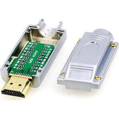 1Pcs HDMI Adapter Signals Terminal Breakout Metal Case DIY Need Weld Silver