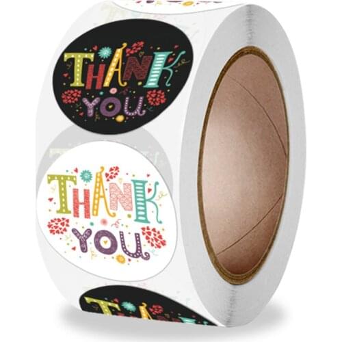 100-500pcs Thank You Stickers Round Gift Seal Label Sticker Diary Stationery Stickers For Wedding Party Decor Handmade Sticker