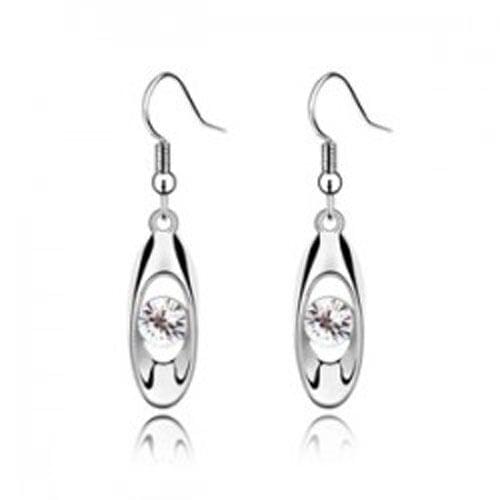 100% Fine ladies transparent classic earrings 925 sterling silver white earrings ear hook bride Christmas gift E082