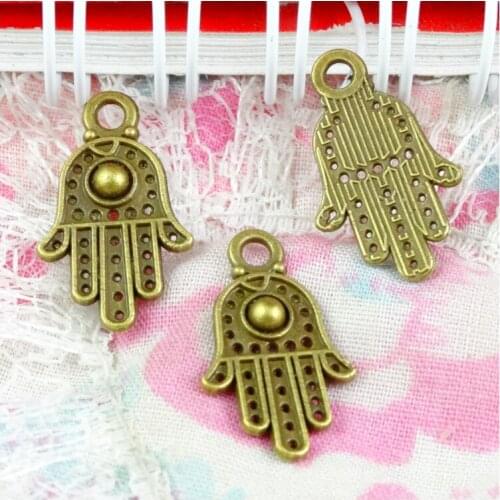 100 pcs Vintage Charms Hand Pendant Antique bronze Plated Fit Bracelets Necklace DIY Metal Jewelry Making