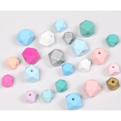 20Pcs /Pack DIY Colorful Octagonal Wooden Beads Handmade Custom Fashion Decorations Crafts Jewelry Kids Baby Toys