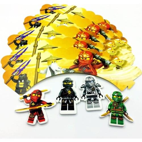 240pcs Ninja Master Phantom Rotation Sword Cupcake Cake Wrapper Topper Cartoon Dessert Decoration kids Birthday Party Supplies