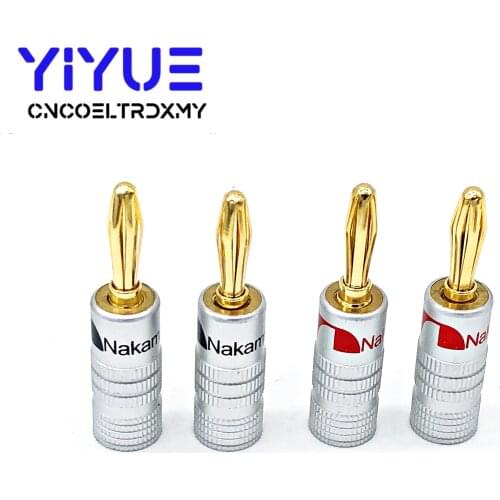 4pcs Nakamichi 4mm Banana Plug Connectors Adapter Wire Connector Copper Gold-plated Banana Connector For Audio