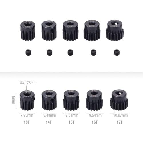 5PCS 32/48 DP 3.175mm 12T 13T-17T 18T 19T 20T 21T 22T 23T 24T 25T Metal Pinion Motor Gear Set for 1/10 RC Car