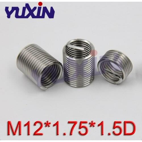 50Pcs M12*1.75*1.5D Screw Thread Insert A2 Stainless Steel 304 Fasteners Repair Tools Kit Coiled Wire Helical Screw Sleeve Set