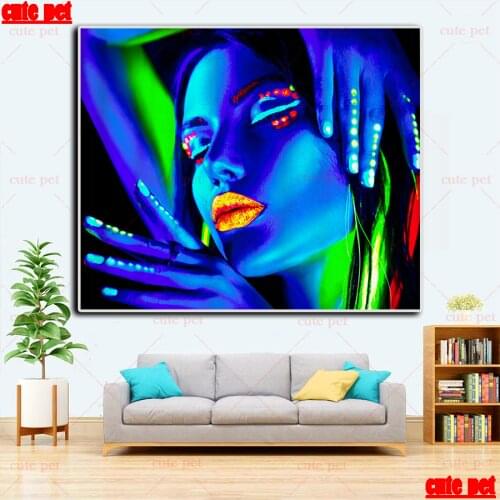 5D Home Decor Woman with blue luminous Diamond Painting Diamond Mosaic Sale Rhinestones Pictures Diamond Embroidery Full Display