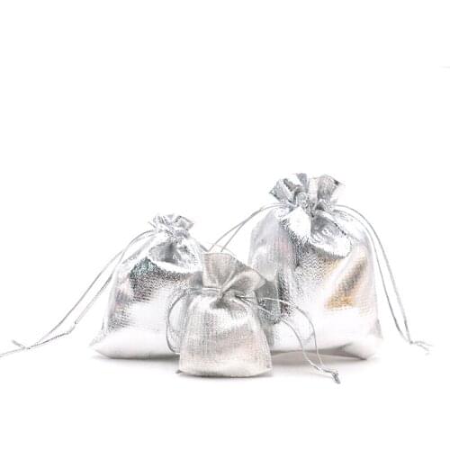 Wholesale Satin Fabric Bags 50pcs/lot 5x7cm 7x9cm 9x12cm Jewelry Gift Decoration Bag Golden/Silver Bags for Gigt&Candy&Toys