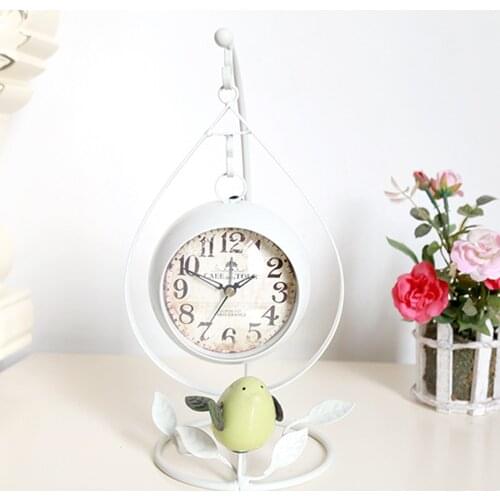 Silent Clock Retro Iron Art Alarm Clock Interior Clock Decor Handicrafts Creative Bird Desk Clock Living Room Bedroom Clock Gift