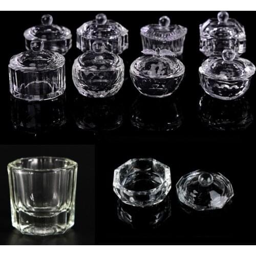 1Pc Acrylic Nail Cup Clear Crystal Bowl Acrylic Powder Liquid Holder Dappen Dish Salon Equipment Nail Art Design Tool