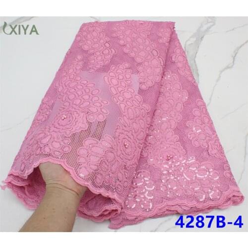 Baby Pink Sequin Lace Fabric African Lace Fabric with Sequins Embroidery French Mesh Net Lace for Woman Sewing APW4287B