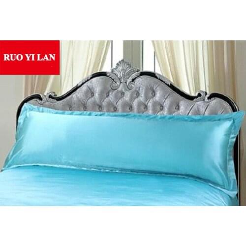Long Satin Pillow Cover Solid Color Double Pillowcase Silk-like Pillow Case 120*50cm 150*50cm One Piece Pink White Grey Purple