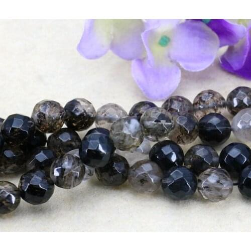 Hot 12mm Faceted black multicolor watermelon tourmaline round loose beads 15" DIY women jewelry making gift