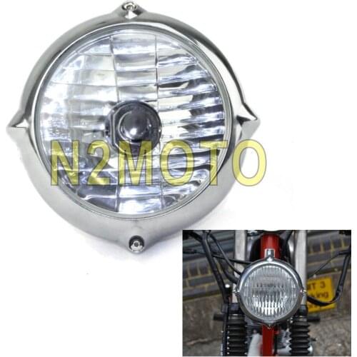 Chrome Motorcycle Bates Headlight Front Lamp H4 Light for Harley Softail Cafe Racer Retro Bobber Seal Beam