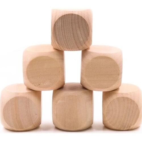 10pcs D6 6 Sided Blank Wood Dice For Party Family DIY Games Printing Engraving Kid Toys