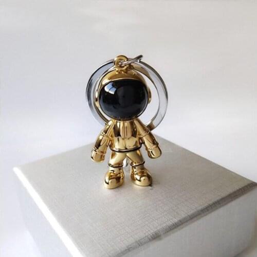 JINGLANG Fashion Alloy Key Chain Car mens Bag Accessories Charm Rhinestone Space Robot Keyring Holder
