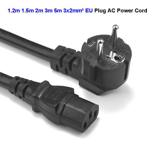 EU Power Cable 2m 2mm Type F IEC C13 Power Extension Cord For PC Computer Epson Printer PSU Antminer DJ Lights Pressure Cooker