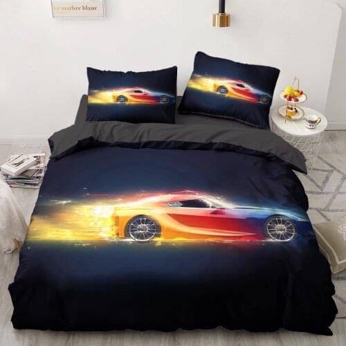 Classic 3D Bedding Set Duvet Cover Set Comforter King King Queen Double Single Size Black Cartoon Car Design Custom Bedspeads
