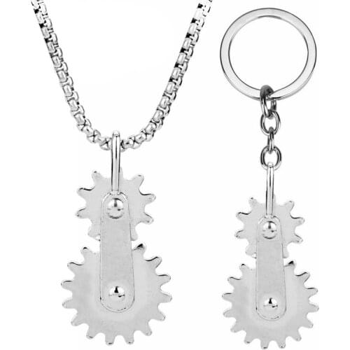 Creative Gear Shape Necklace Mens Hiphop Jewelry Geometric Pendant Necklaces Men Key Chain Neck Chain Charm Gift