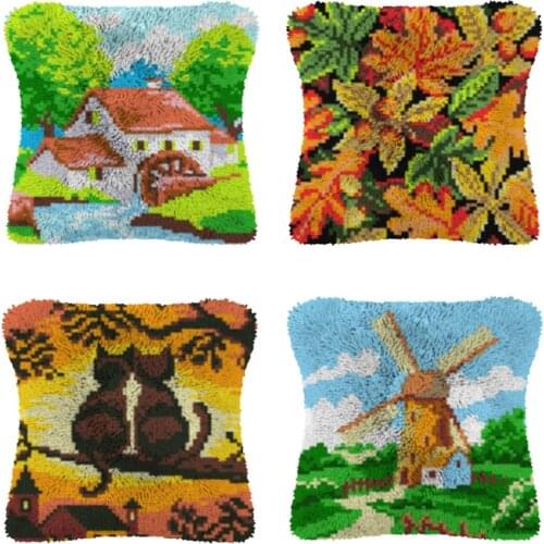 Latch Hook Rug Kits Cat cover pillow car cover Celebrity Cross Stitch Kits Threads Tapestry Kits Cross stitch throw pillows