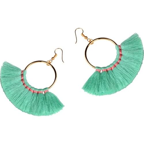 LFPU High Quality Bohemia Statement Tassel Earrings For Women Vintage Hanging Round Long Drop Earrings Jewelry Wedding Gifts