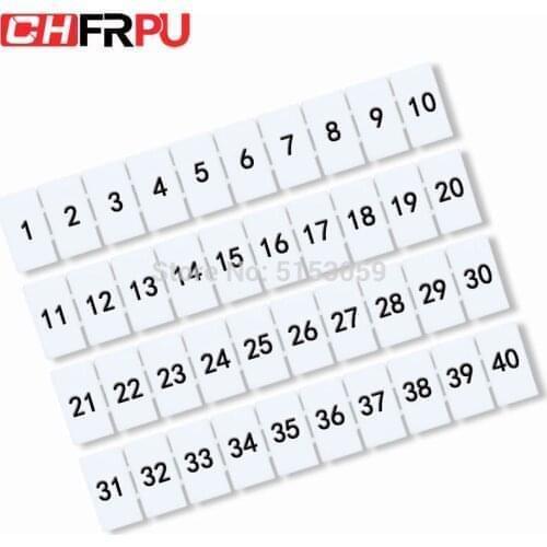 10PCS ZB10 with the word and Blank printing type markers UK series Terminal with the number Din Rail Terminal Blocks Maker Strip