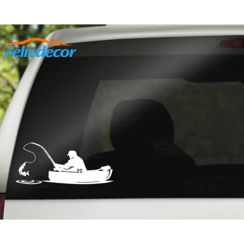 Fashion Fishing Man On Boat Car Styling Stickers Vinyl Pattern Art Car Decal Body Decor Waterproof Car Window Decor L220