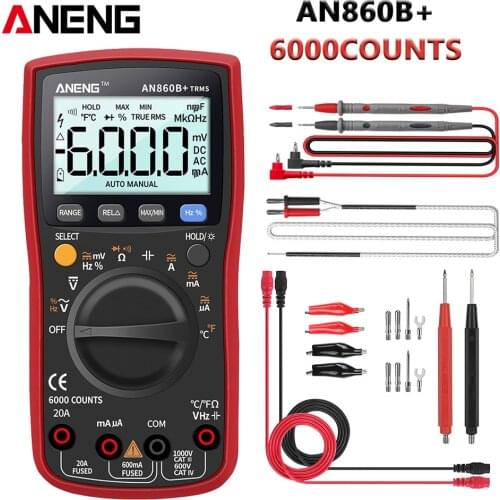 ANENG AN860B+ Digital Multimeter AC/DC 6000 Counts True RMS 20A Current Profesional Tester NCV Multimetro with Thermocouple