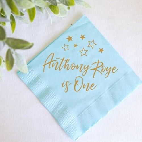 Personalized any text Twinkle Little Stars Christening/Baptism Napkins First Holy Communion birthday party Napkins