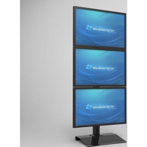Desktop Stand / Floor Stand Full Motion Vertical Arrangement Triple Screen Monitor Holder