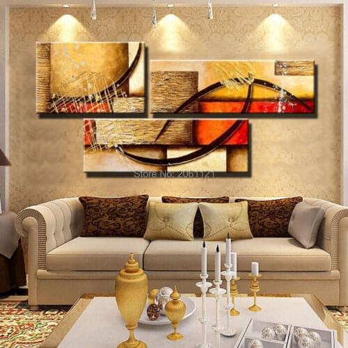 Cheap canvas art YELLOW 3 panels modern abstract oil painting on canvas hand painted wall art HOME DECORATION PICTURE 2P28